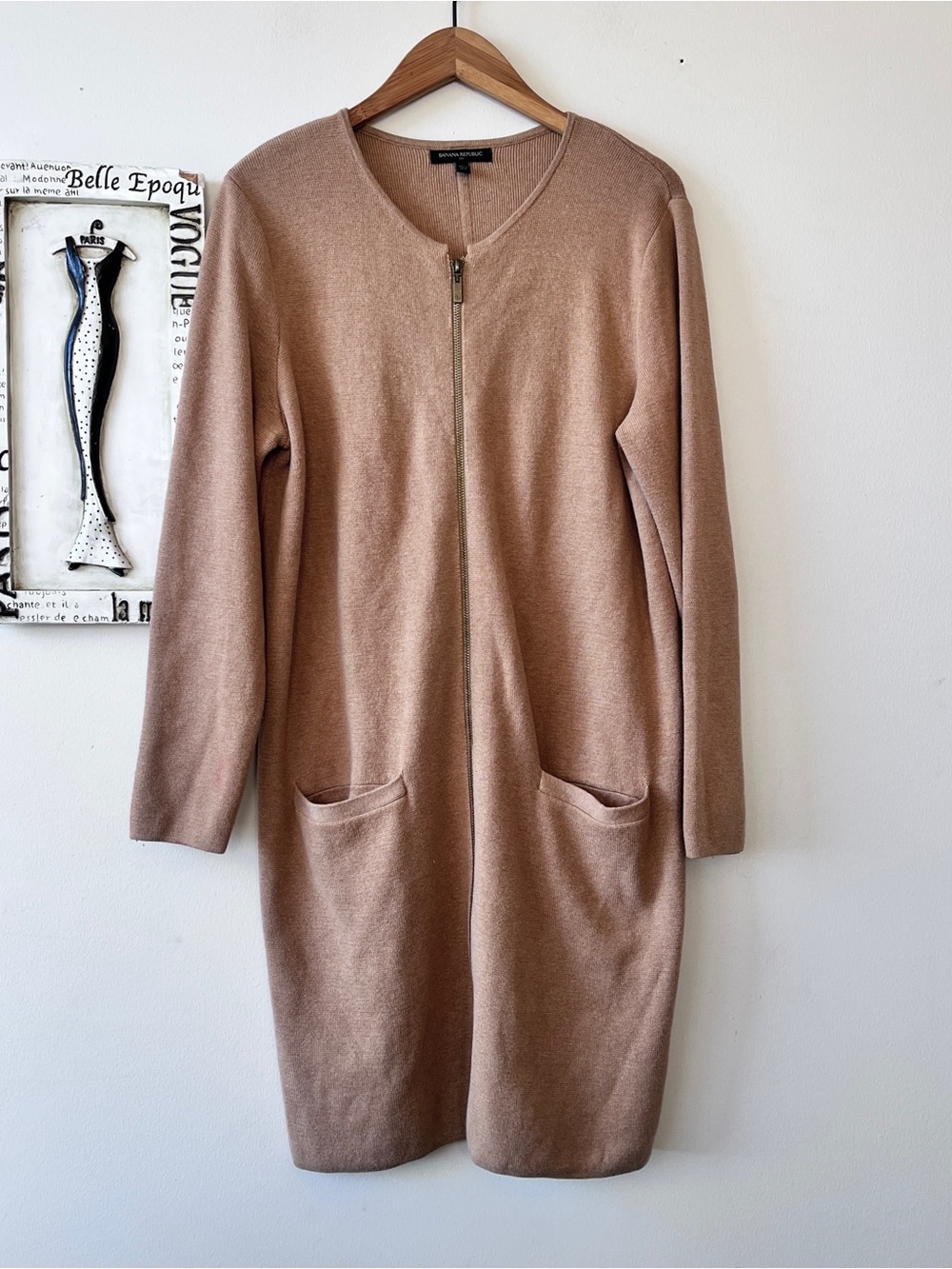 Banana Republic Minimalist Milano Zip-up Longline Cardigan Sweater Women’s Sz L